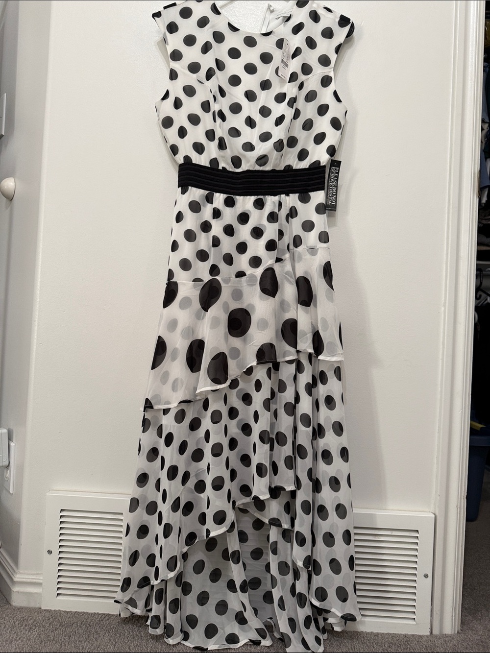 Black & White Polka Dot Tiered Maxi Dress - Women's